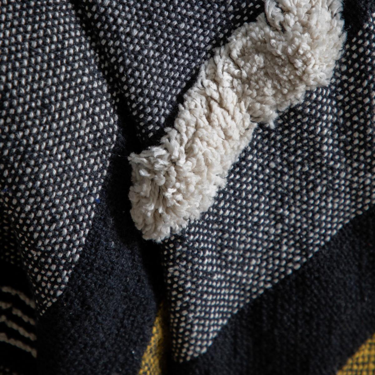 Zyair Woven Textured Fringe Throw in Black&nbsp;130x170cm – image 5