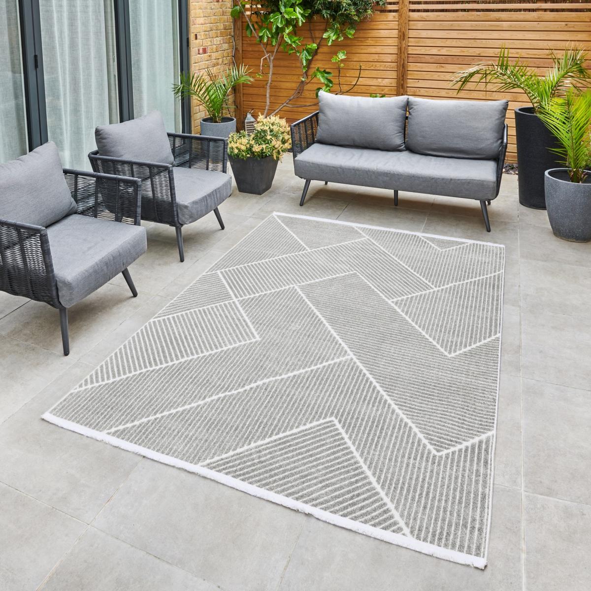 Jazz Jaz17 Geometric Indoor Outdoor Rugs in Silver Grey – image 2