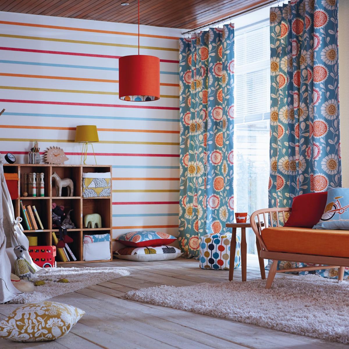 Hoppa Stripe Wallpaper 111113 by Scion in Poppy Tangerine Sulphur Roll – image 1