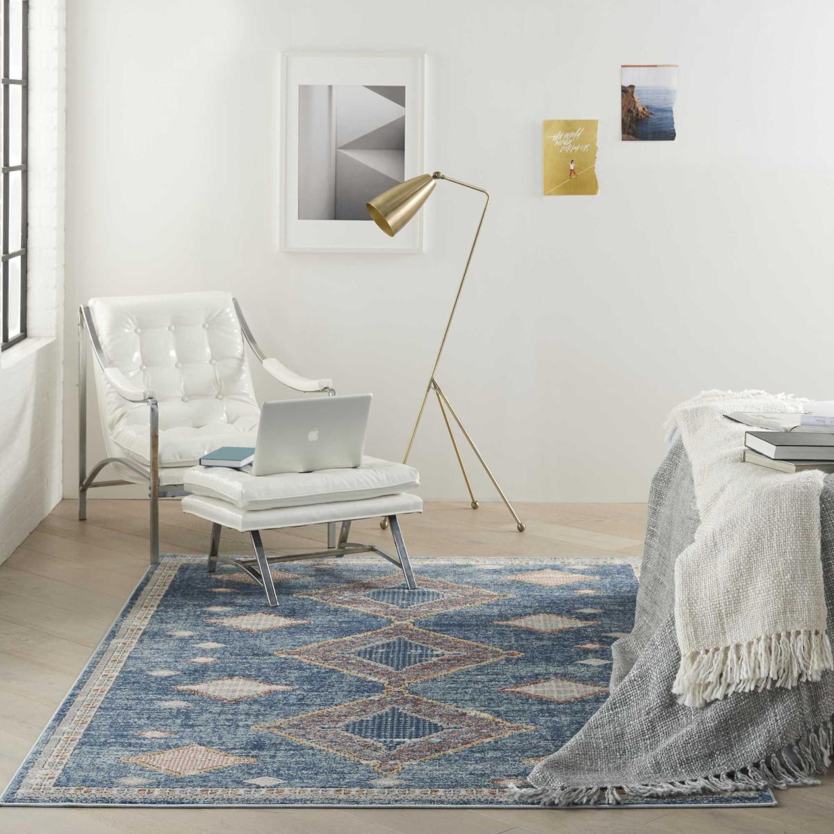 Quarry QUA14 Traditional Distressed Rugs in Blue by Nourison – image 1