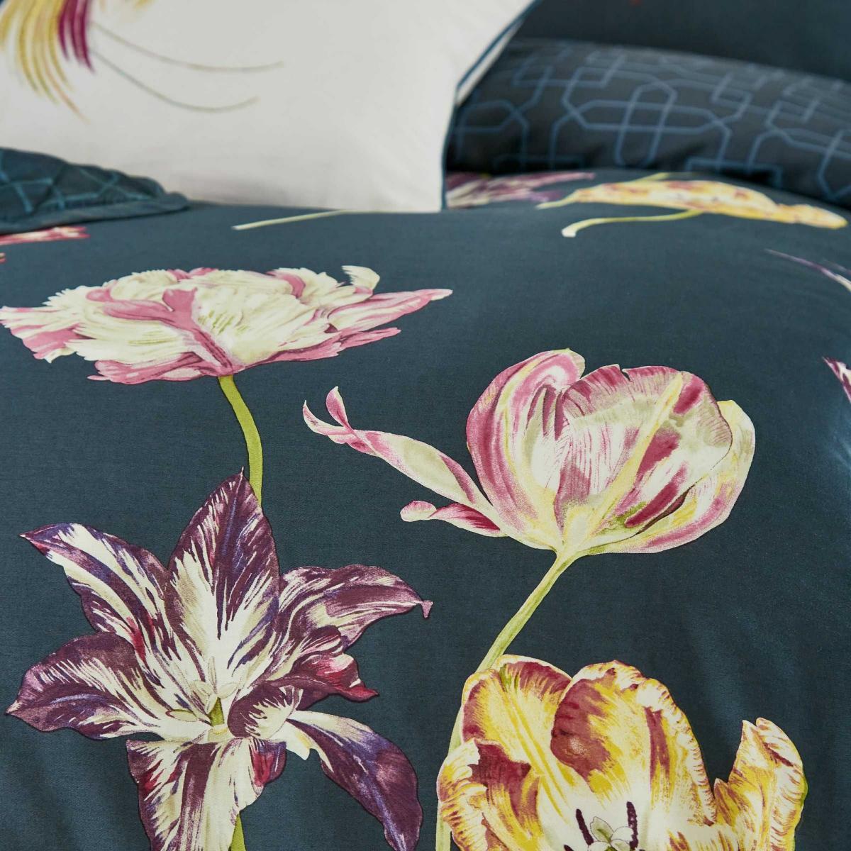 Tulipomania Designer Bedding Duvet Cover and Pillowcase By Sanderson in Ink 230x220cm – image 3