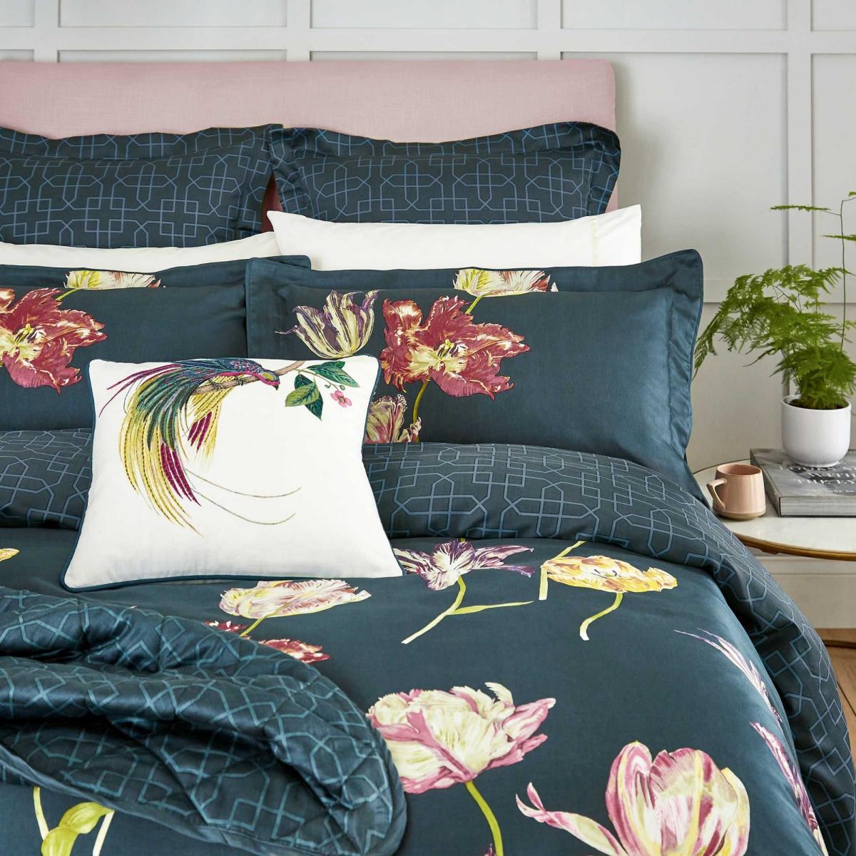 Tulipomania Designer Bedding Duvet Cover and Pillowcase By Sanderson in Ink 230x220cm – image 1