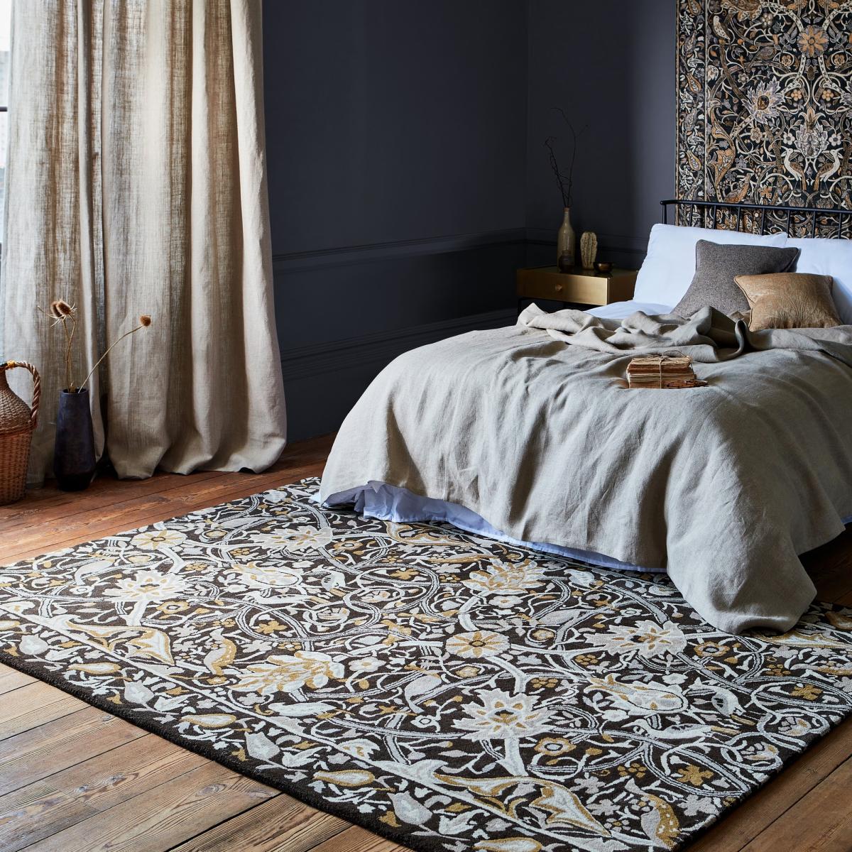 Bullerswood Floral Rugs 127305 in Charcoal Mustard By William Morris – image 2