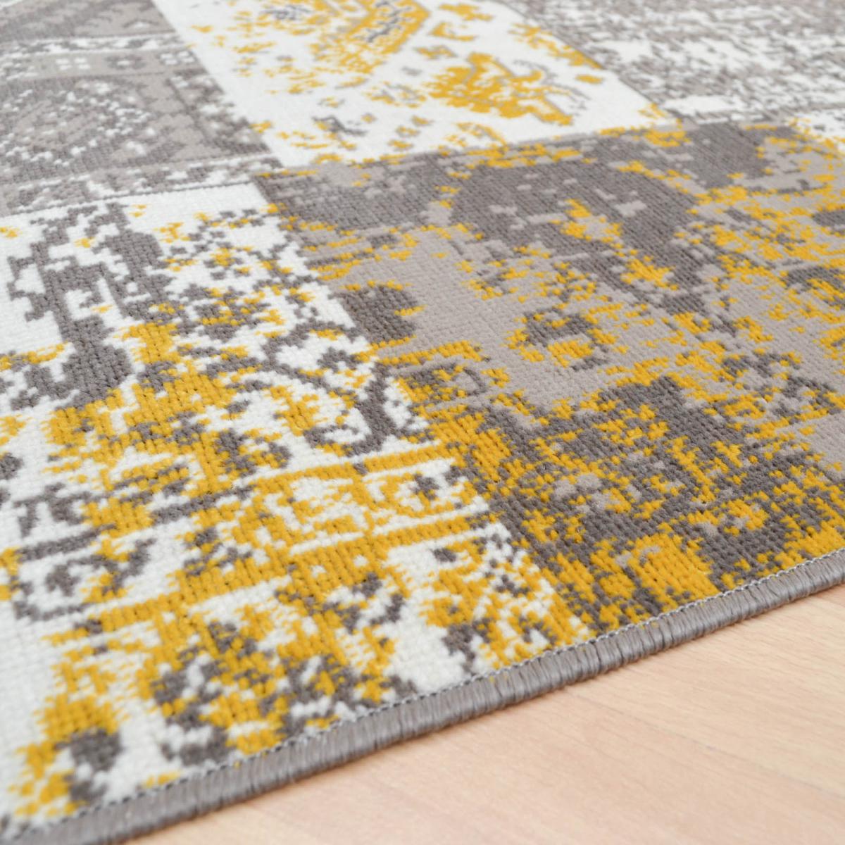Revive Traditional Patchwork Rugs RE06 in Ochre Yellow&nbsp;120x170cm – image 3