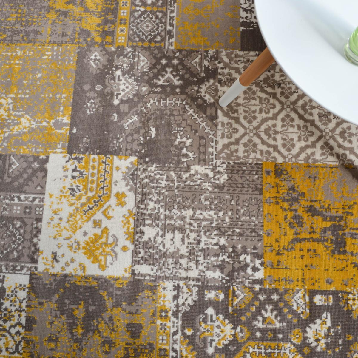 Revive Traditional Patchwork Rugs RE06 in Ochre Yellow&nbsp;120x170cm – image 4
