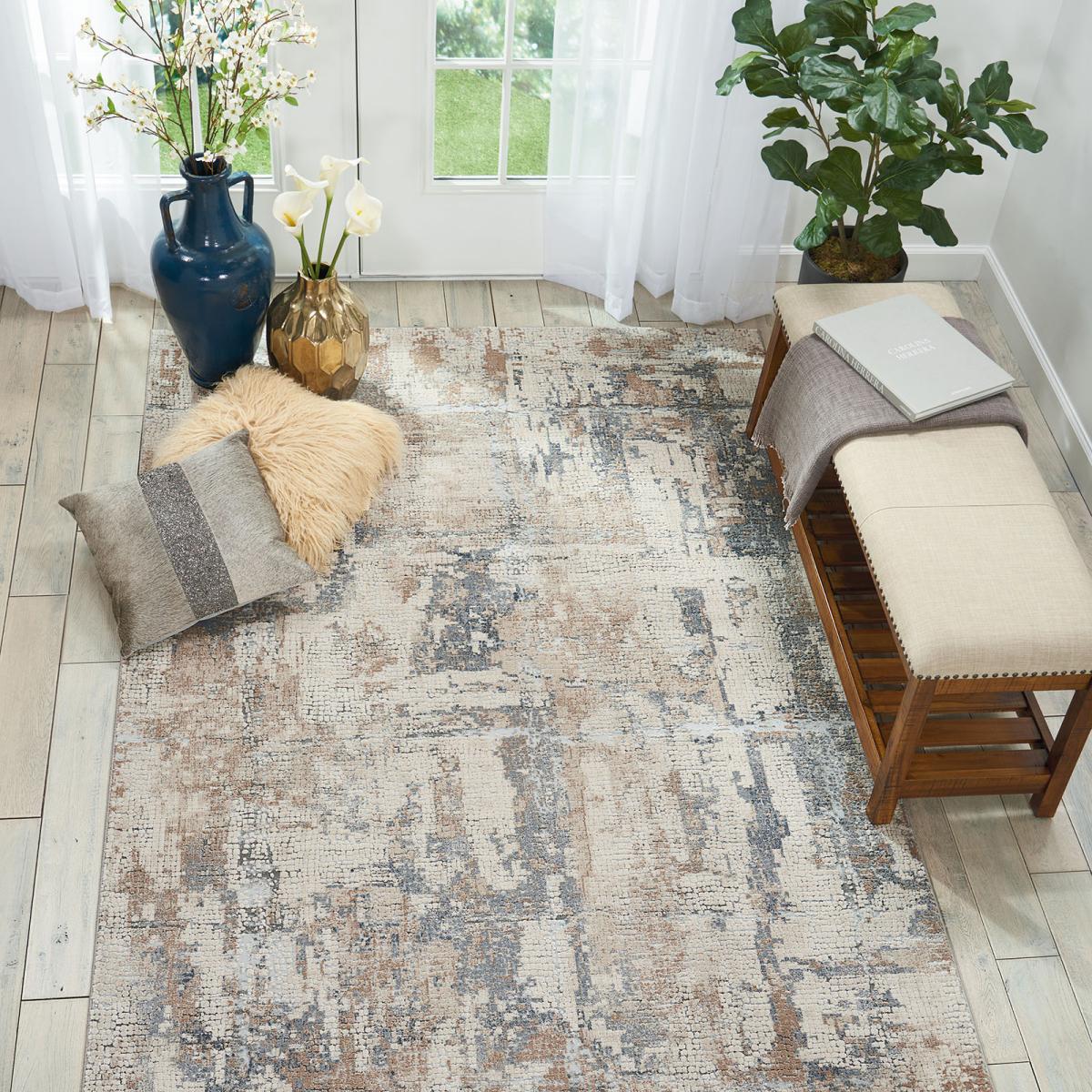 Rustic Textures Abstract Rugs RUS06 in Beige Grey66x229cm – image 5