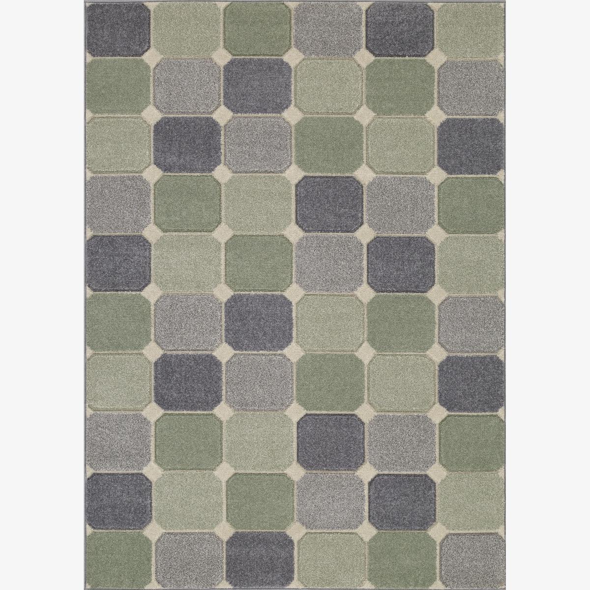 Portland 172 G Geometric Block Rugs in Green Grey Cream – image 1