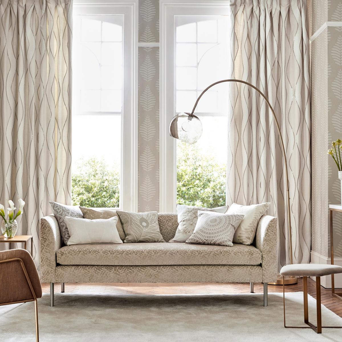 Lucielle Wallpaper 111896 by Harlequin in Chalk Linen Beige Roll – image 2