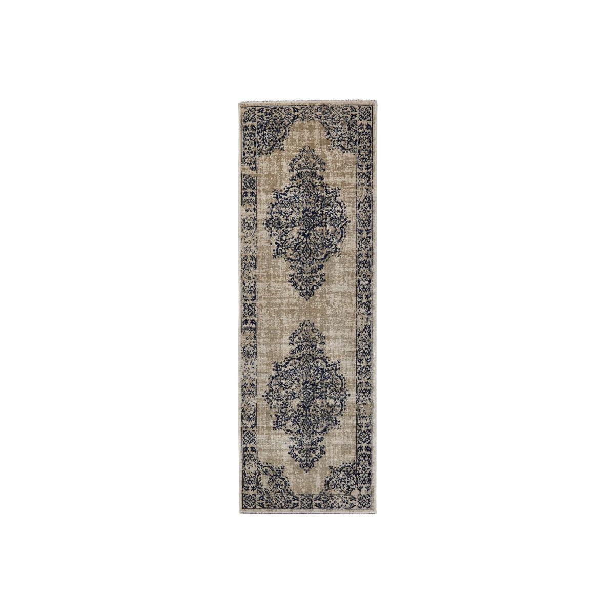 Saville Traditional Medallion Indoor Outdoor Runner Rugs in Grey 67x200cm