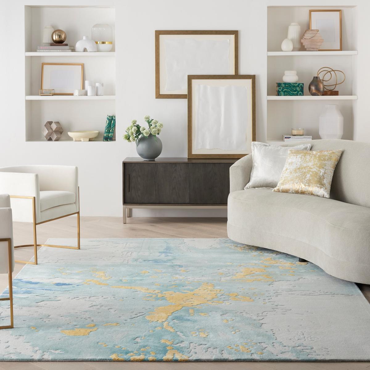 Prismatic Abstract Rugs PRS26 by Nourison in Seafoam Gold114x175cm – image 1