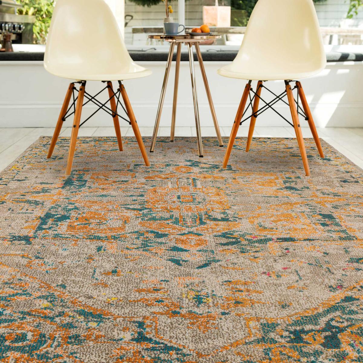 Colores Cloud Arabesque Medallion Rugs in CO02 Yellow Multi – image 1