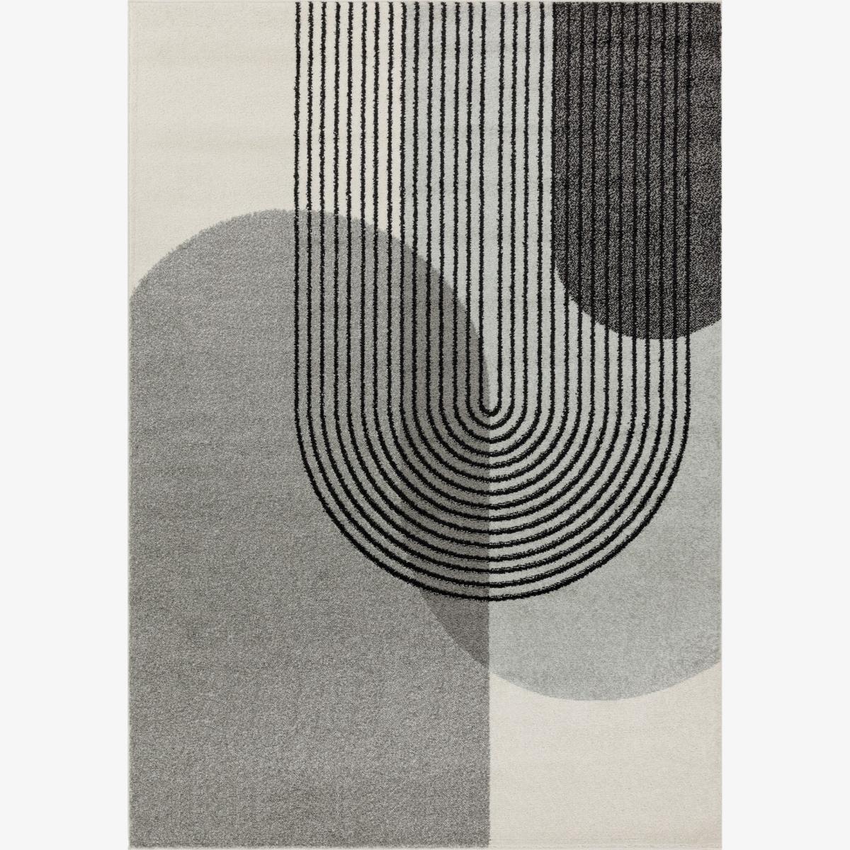 Muse MU14 Geometric Stripe Woven Rugs in Grey – image 1