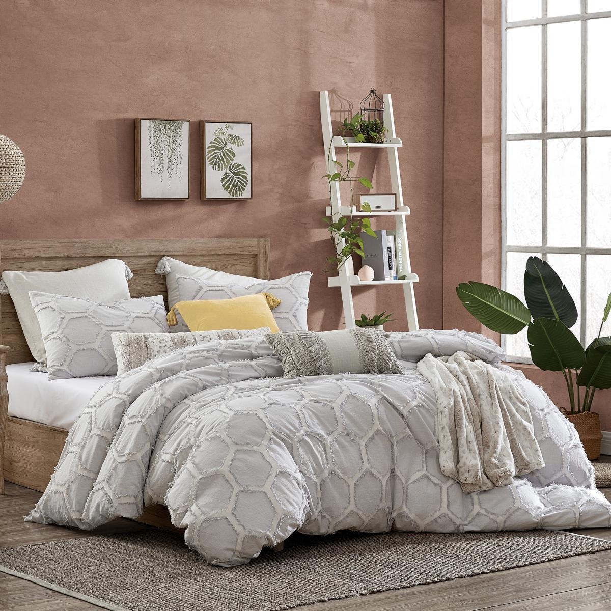 Clipped Honeycomb Cotton Bedding by Peri Home in Grey 260x220cm – image 2