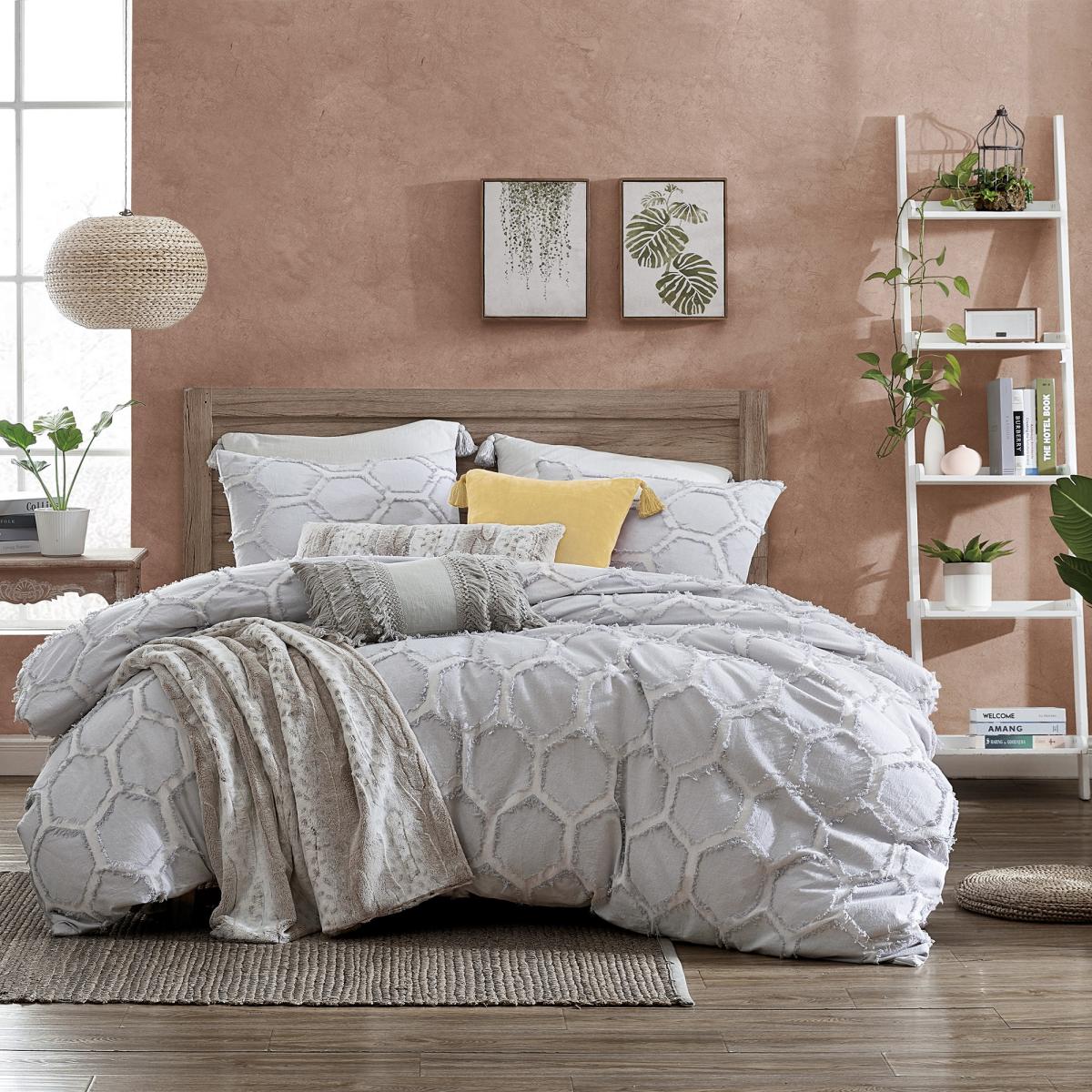 Clipped Honeycomb Cotton Bedding by Peri Home in Grey 260x220cm – image 3