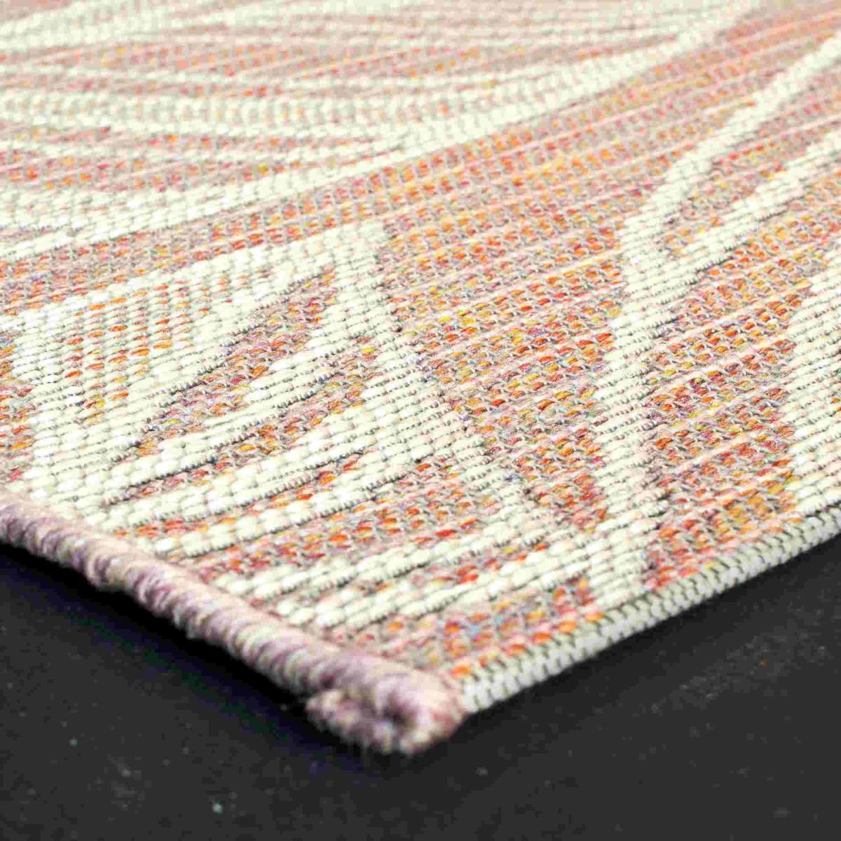 Newquay Leaf Flatweave Outdoor Rugs 96014 8002 Coral – image 2