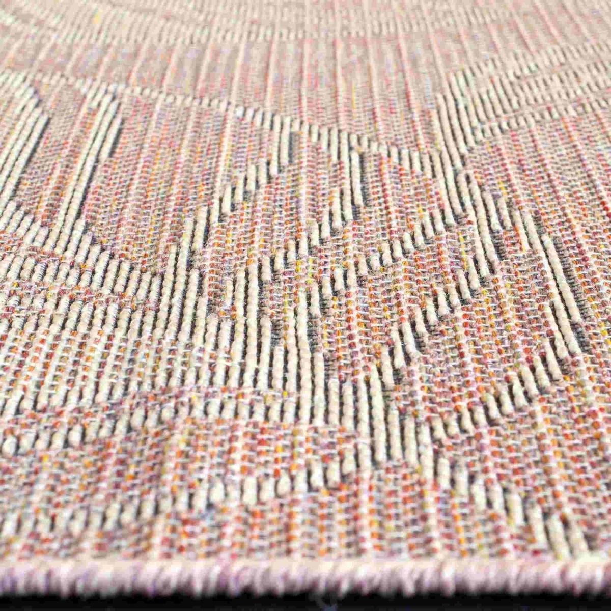 Newquay Leaf Flatweave Outdoor Rugs 96014 8002 Coral – image 3