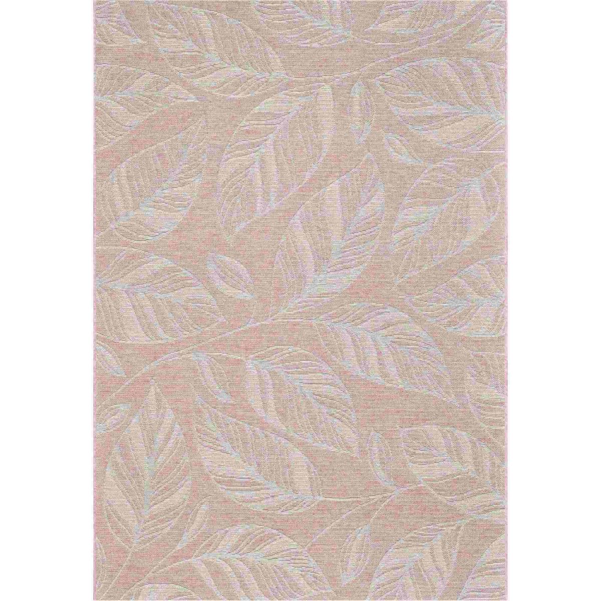 Newquay Leaf Flatweave Outdoor Rugs 96014 8002 Coral – image 1