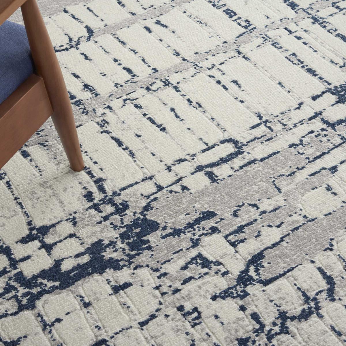 Twilight Abstract Wool Rugs TWI10 in Ivory Blue – image 2