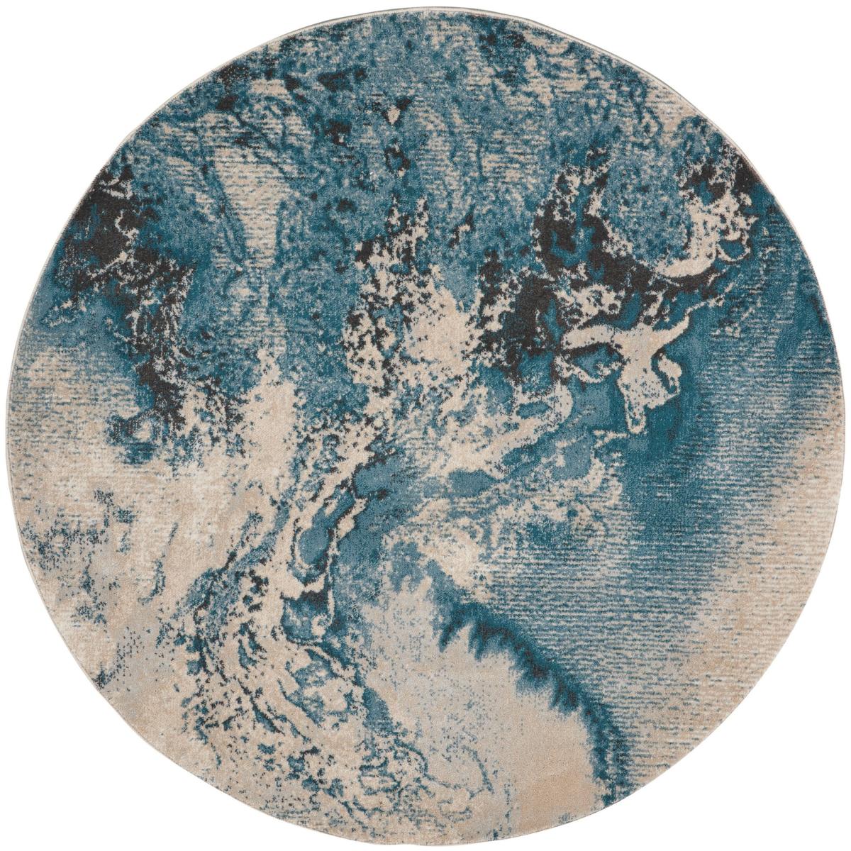 Maxell Abstract Circle Rugs MAE08 by Nourison in Ivory Teal160x160cm – image 4