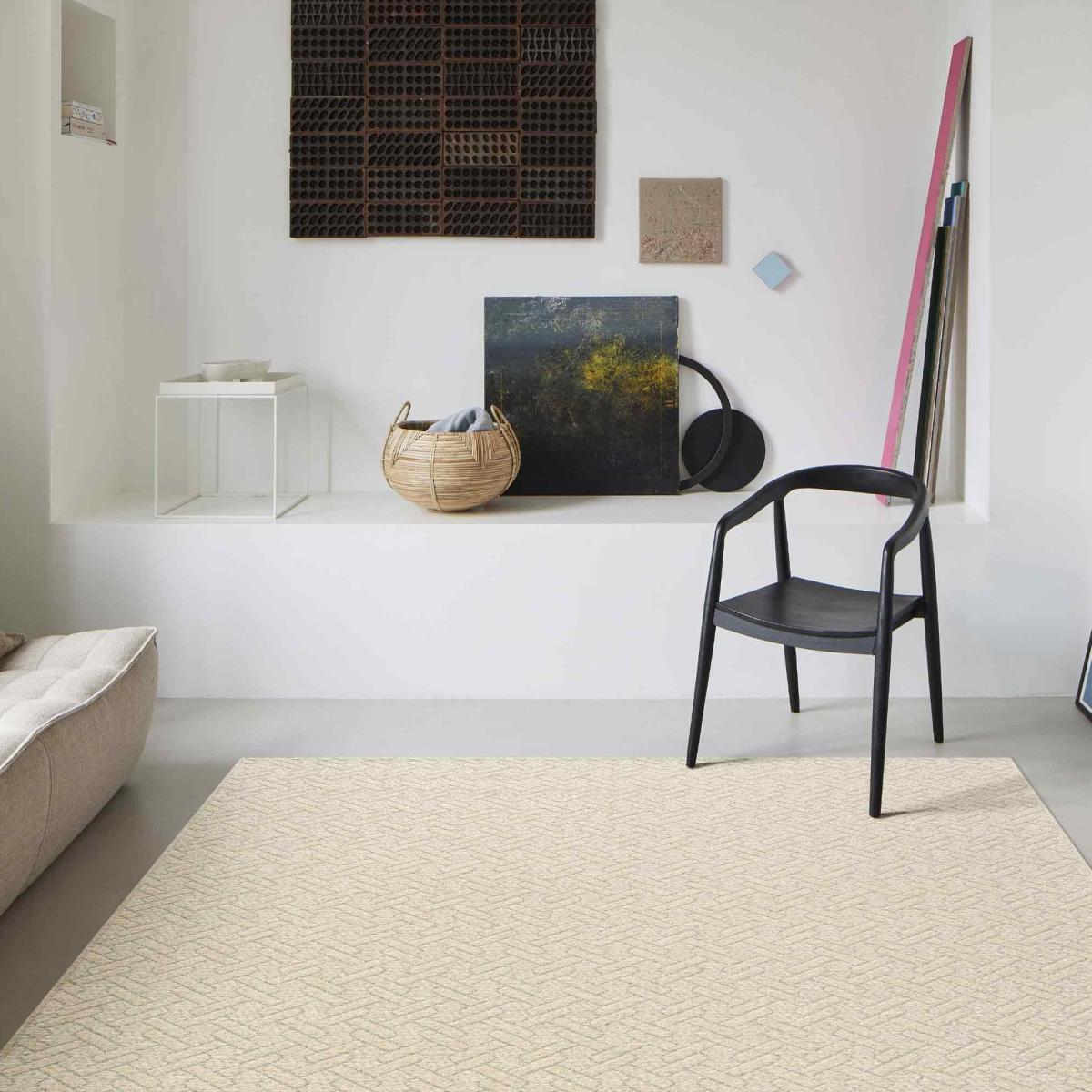 High Line Geometric Wool Rugs 99031 2012 in Wheat240x330cm – image 1