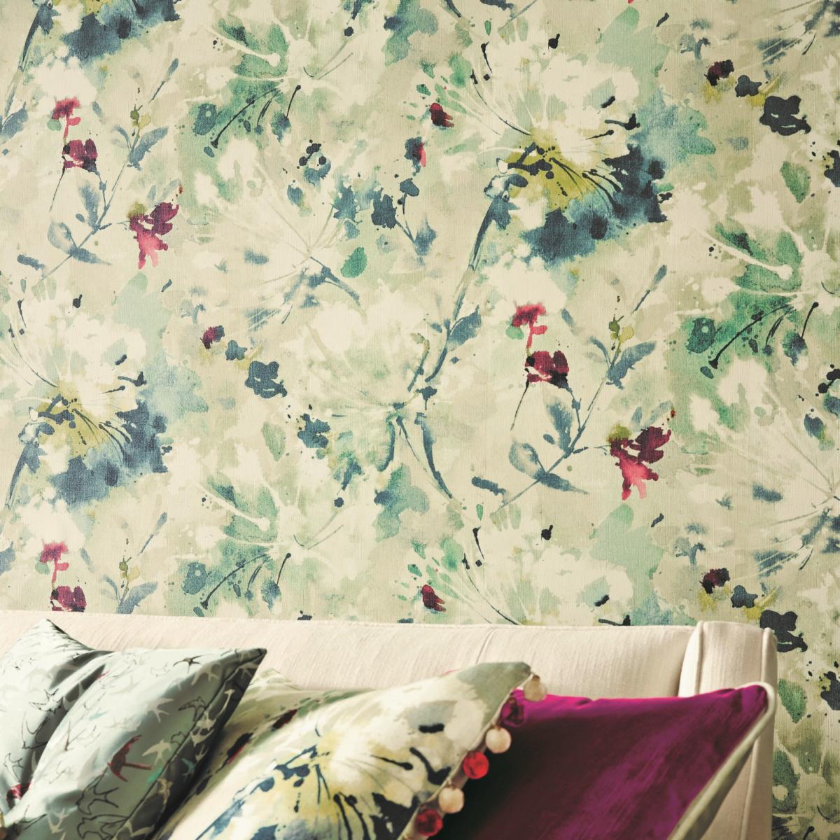 Simi Floral Wallpaper 213023 by Sanderson in Opal MultiRoll – image 2