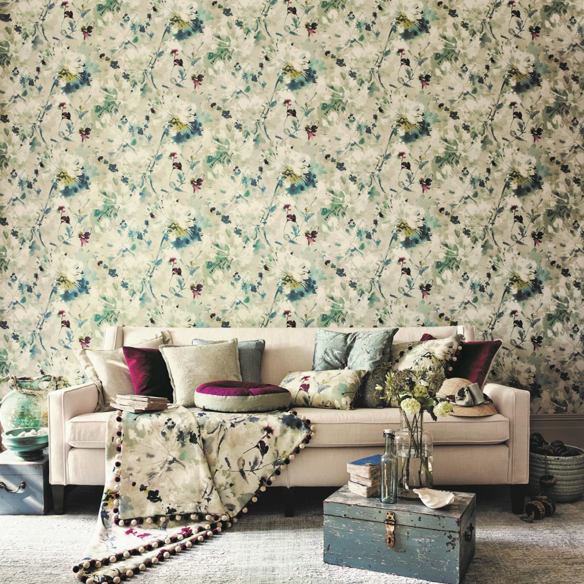 Simi Floral Wallpaper 213023 by Sanderson in Opal MultiRoll – image 1