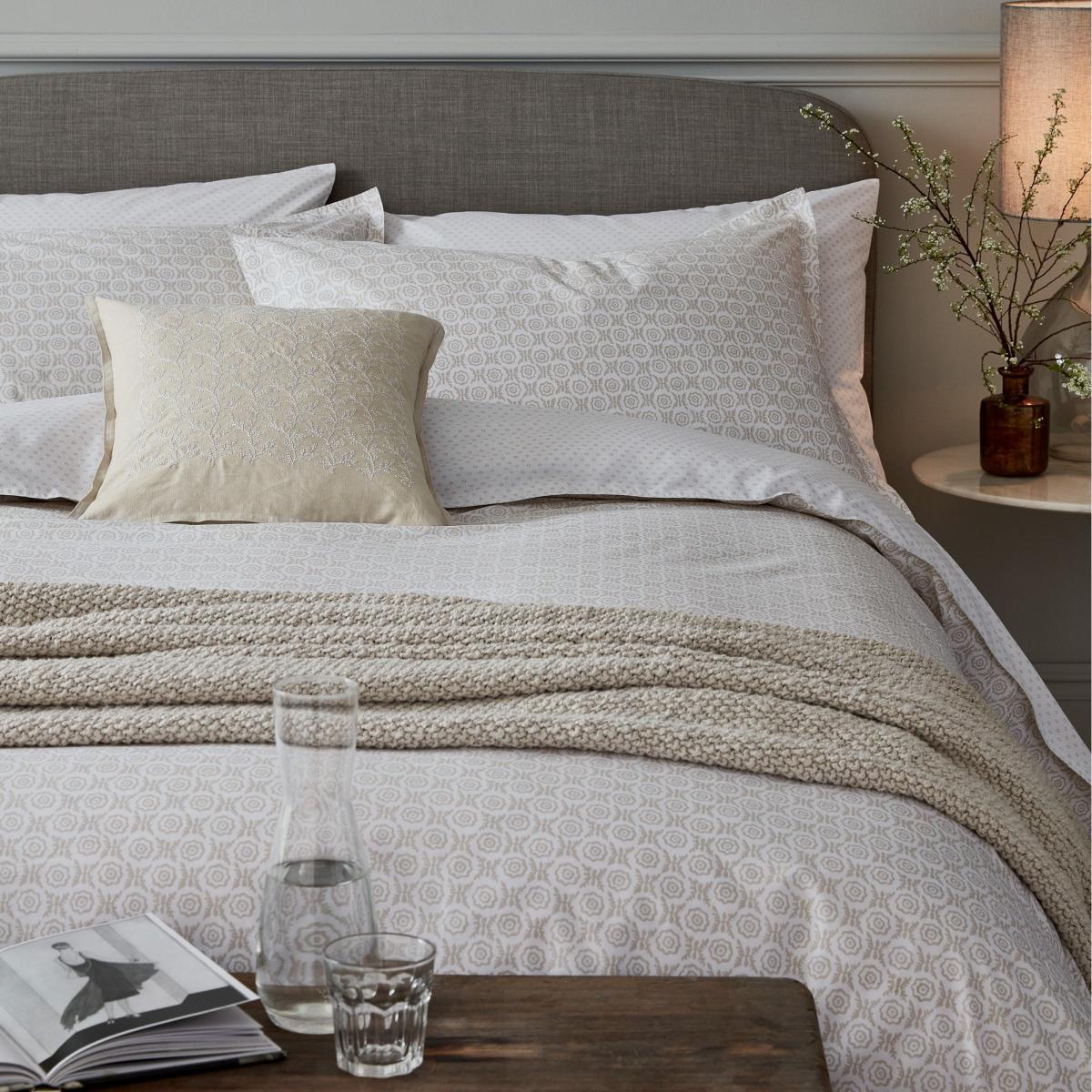 Thea Organic Cotton Bedding Duvet Cover and Pillowcase By Murmur in Linen Beige 230x220cm – image 1