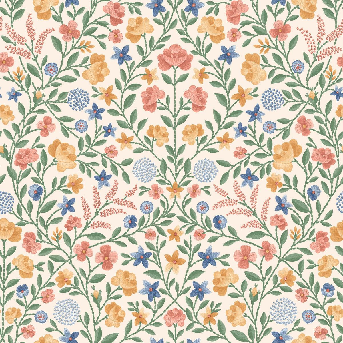 Court Embroidery Wallpaper 13029 by Cole & Son in Cream Multi Roll – image 1