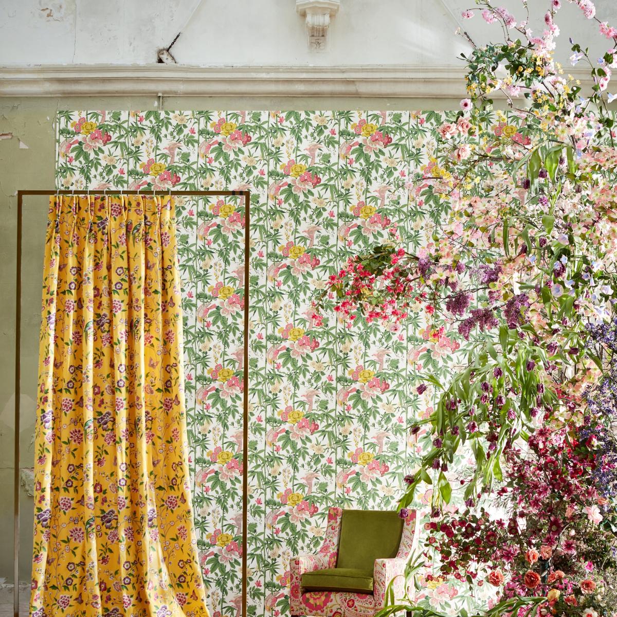 Bamboo & Birds Wallpaper 217130 by Sanderson in Scallion Green&nbsp;Roll – image 2