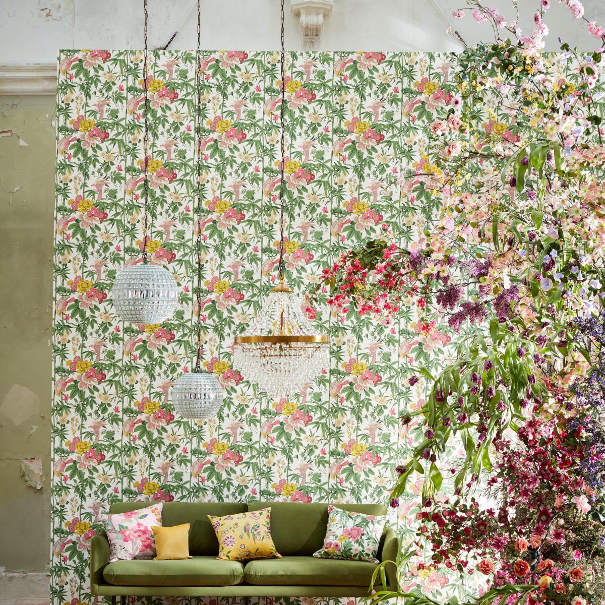 Bamboo & Birds Wallpaper 217130 by Sanderson in Scallion Green&nbsp;Roll – image 3