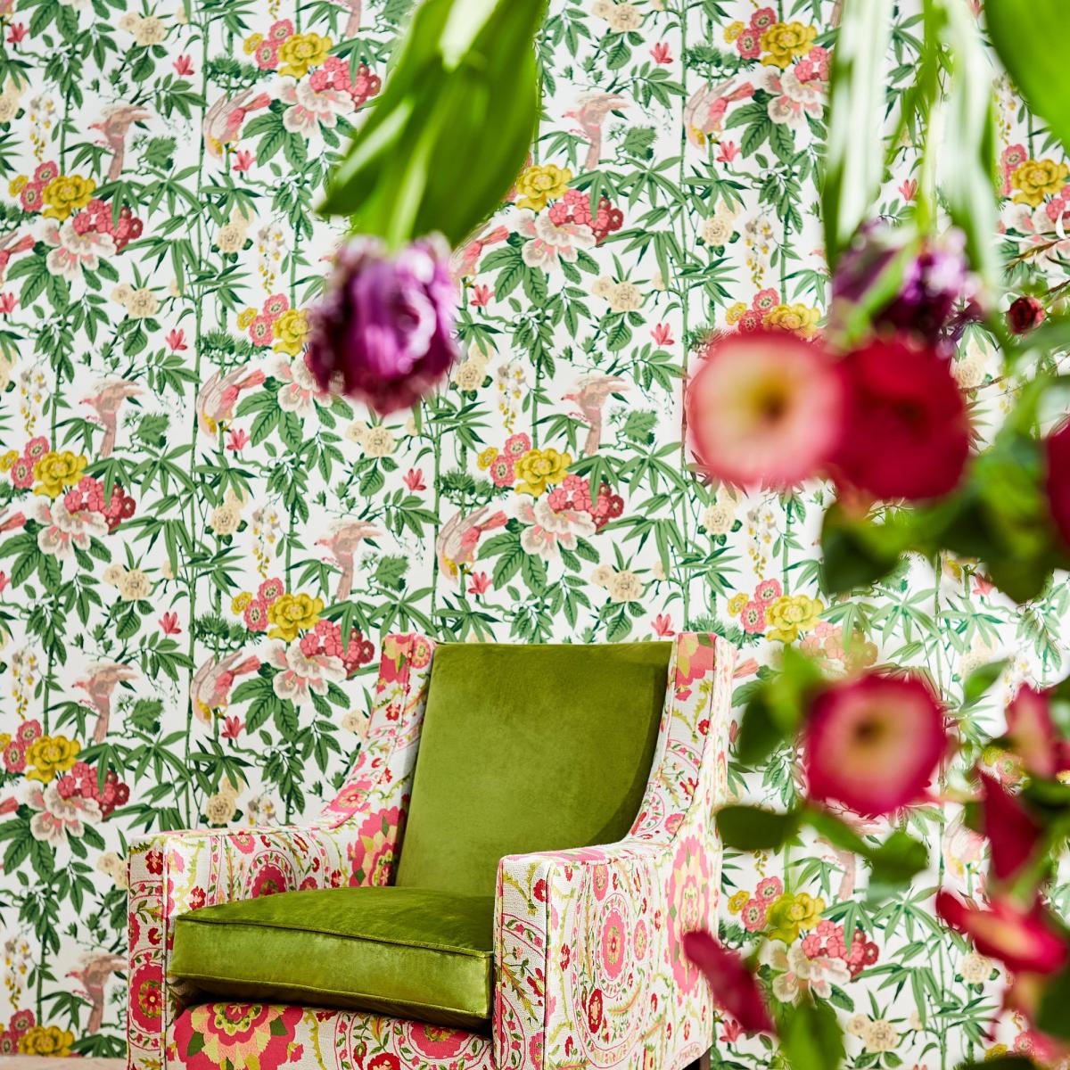 Bamboo & Birds Wallpaper 217130 by Sanderson in Scallion Green&nbsp;Roll – image 4