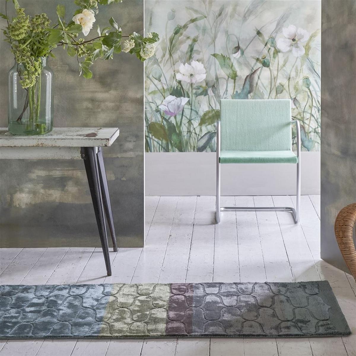 Ogee Trellis Runner Rug in Ocean Blue By Designers Guild – image 1