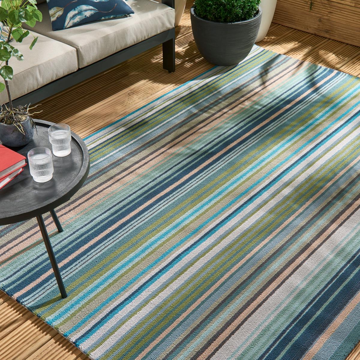 Spectro Stripes Indoor Outdoor Rugs 442108 in Marine Rust – image 2