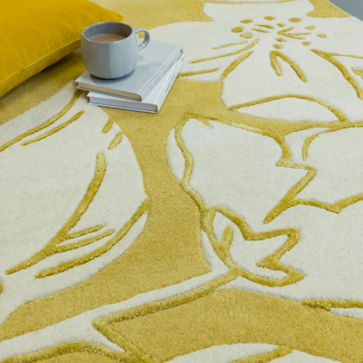 Matrix Devore Floral Wool Rugs MAX15 Yellow&nbsp;160x230cm – image 5