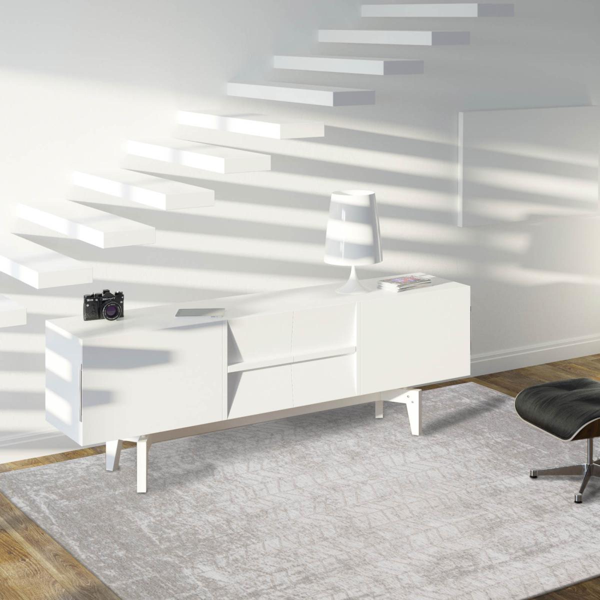 Louis De Poortere Abstract Mad Men Jacobs Ladder Cheveron Designer Rug 8929 in White Plains 170x240cm – image 1