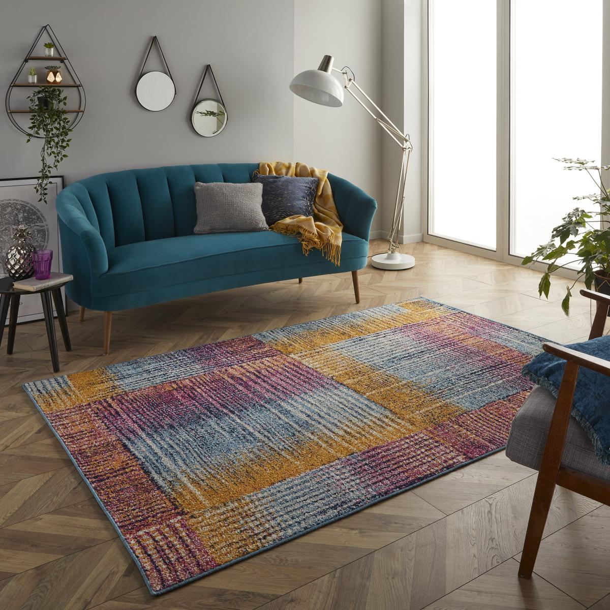 Gilbert 45 P Distressed Patchwork Stripe Rugs in Multi – image 1