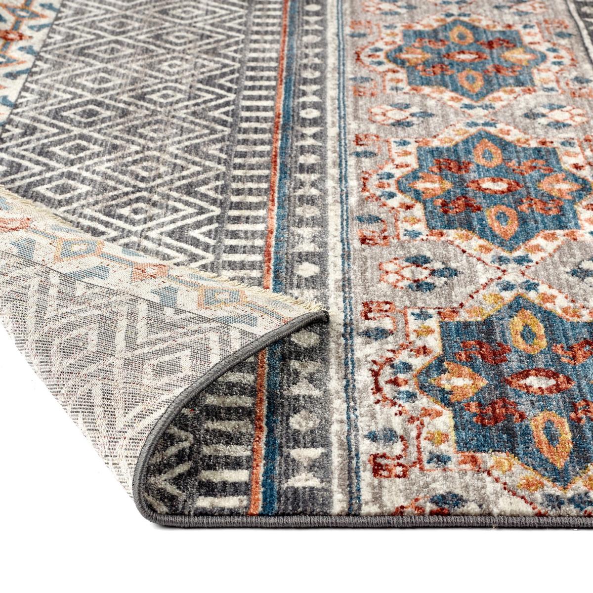 Mandala Stripe Traditional Rugs in Grey – image 2