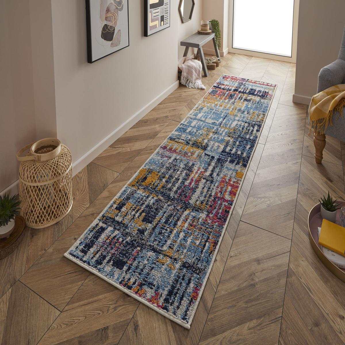 Gilbert 4152 Q Distressed Abstract Runner Rugs in Multi 60x230cm – image 1