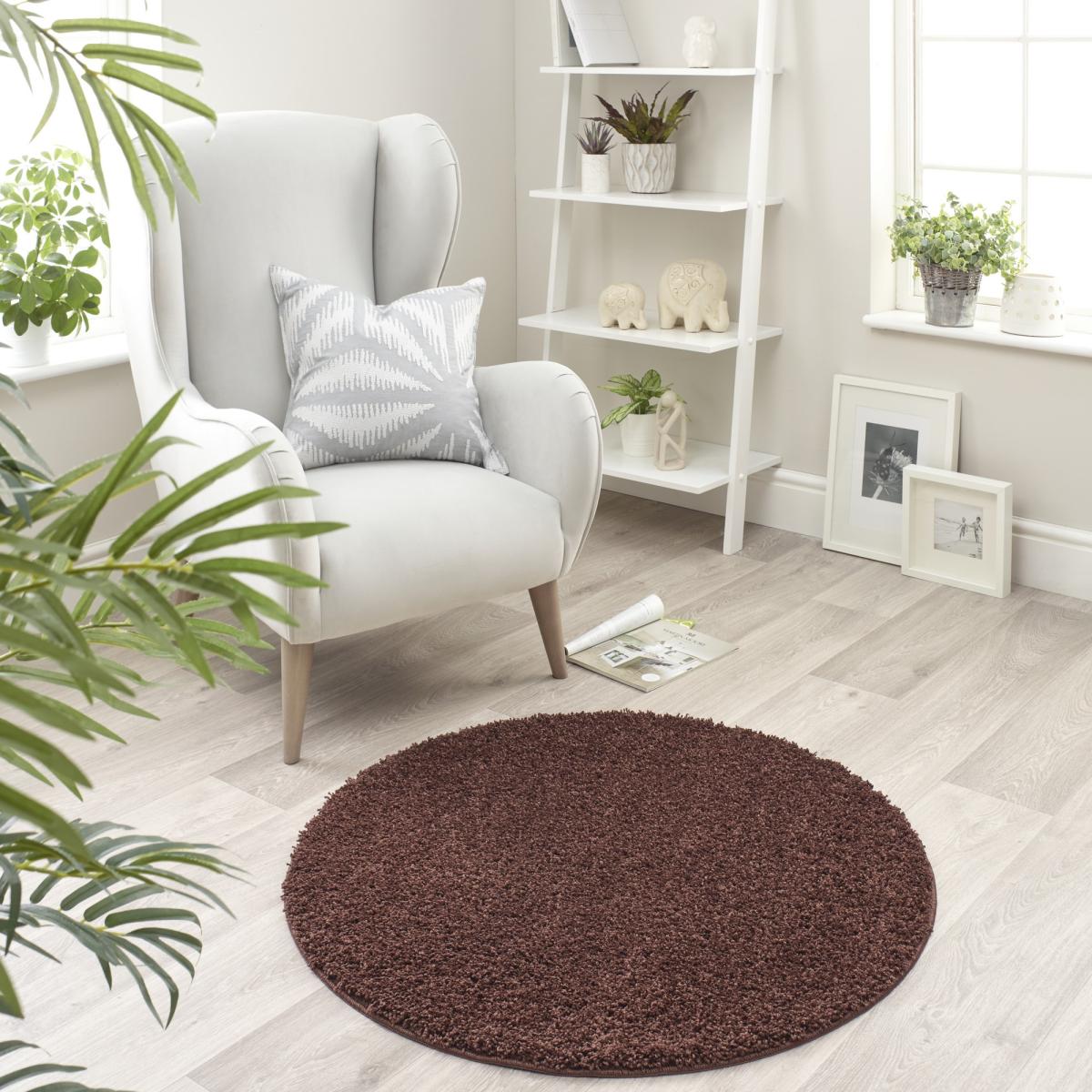 Buddy Washable Round Rugs in Chocolate Brown – image 1