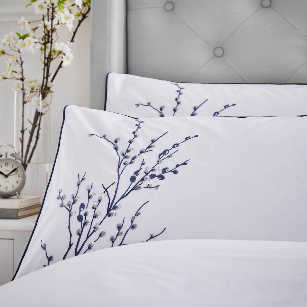 Pussy Willow Sprig Embroidered Bedding Set by Laura Ashley in Midnight220x260cm – image 2