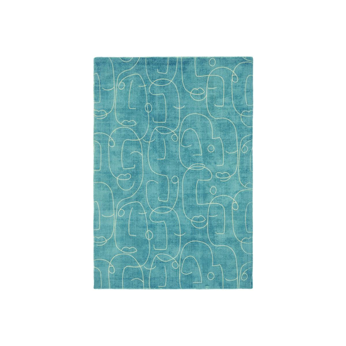 Epsilon Contemporary Face Wool Rugs by Scion in 023808 Teal Blue