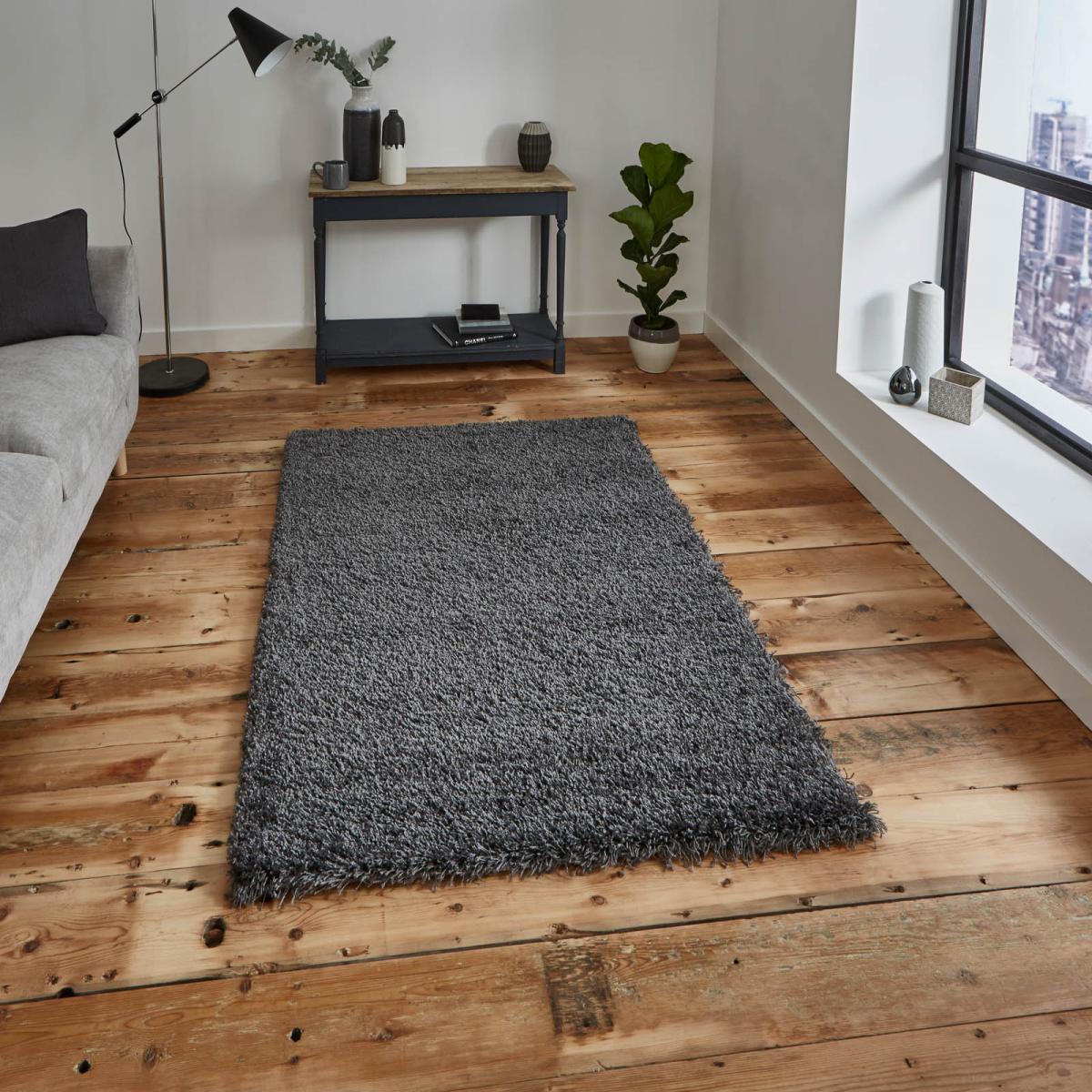 Vista Shaggy Plain Thick Rugs 2236 Dark Grey200x290cm – image 1