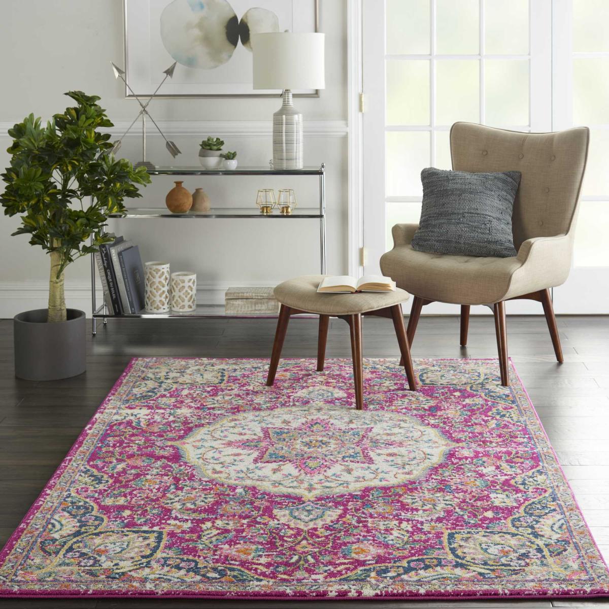 Passion Vintage Distressed Medallion Rugs PSN22 in Pink – image 1