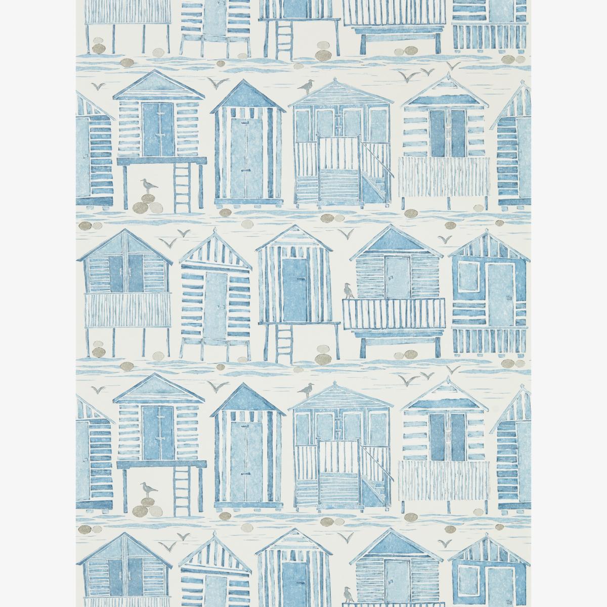 Beach Huts Wallpaper 216560 by Sanderson in Marine BlueRoll