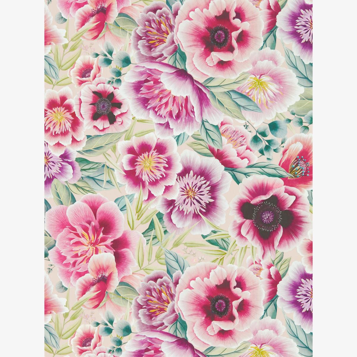 Marsha Wallpaper 112902 by Harlequin in Powder Peony Magenta Roll