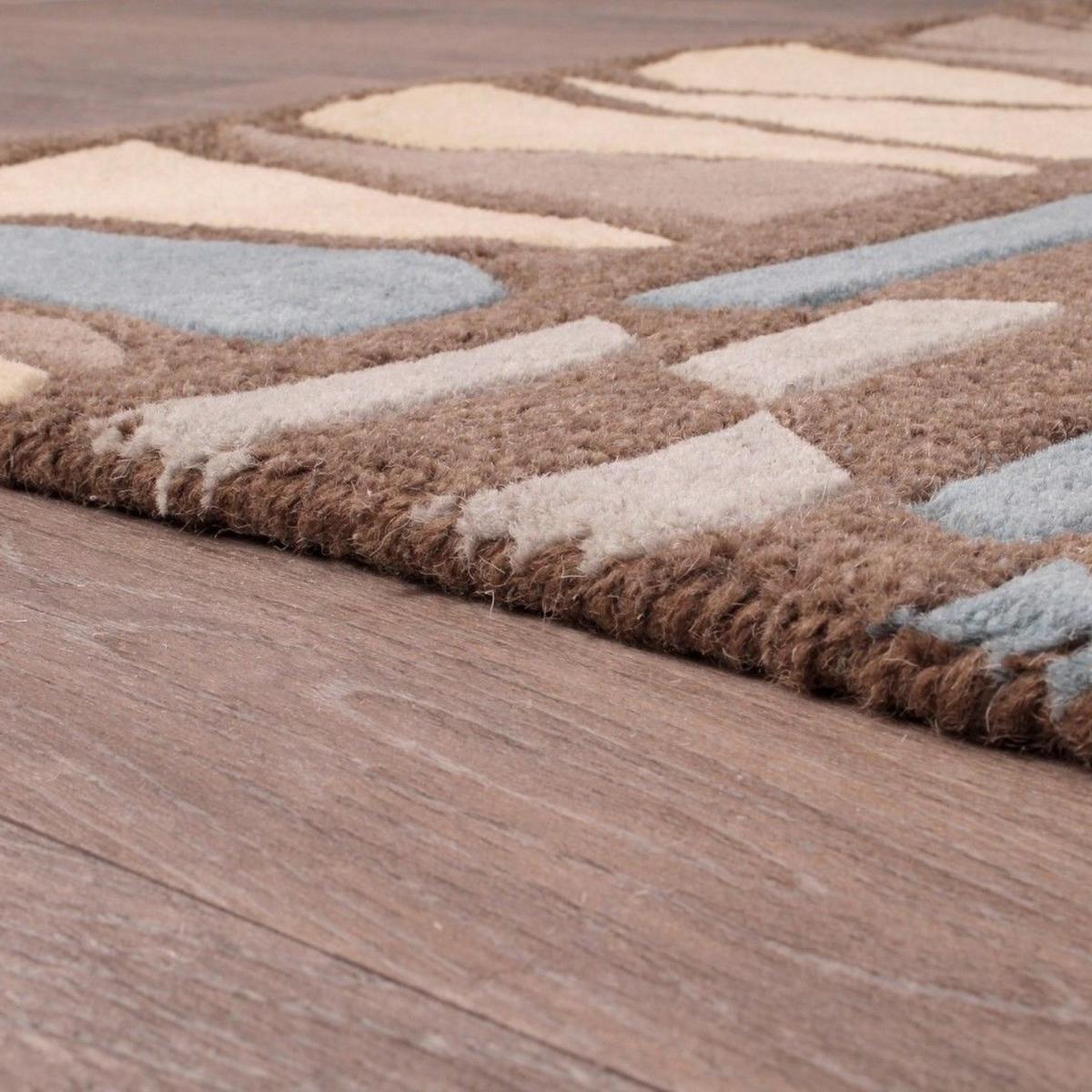 Fusion Midori Geometric Wool Rugs in Brown & Blue 120x180cm – image 4