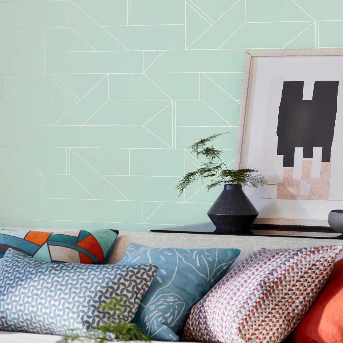 Barbican Geometric Wallpaper 112013 by Scion in Mint Green Roll – image 2
