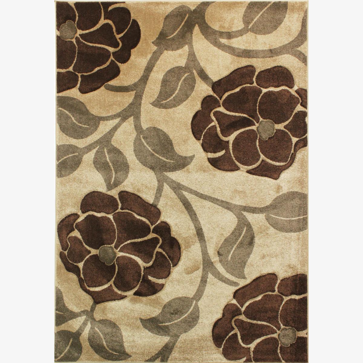 Hand Carved Vine Rugs in Beige and Brown – image 1