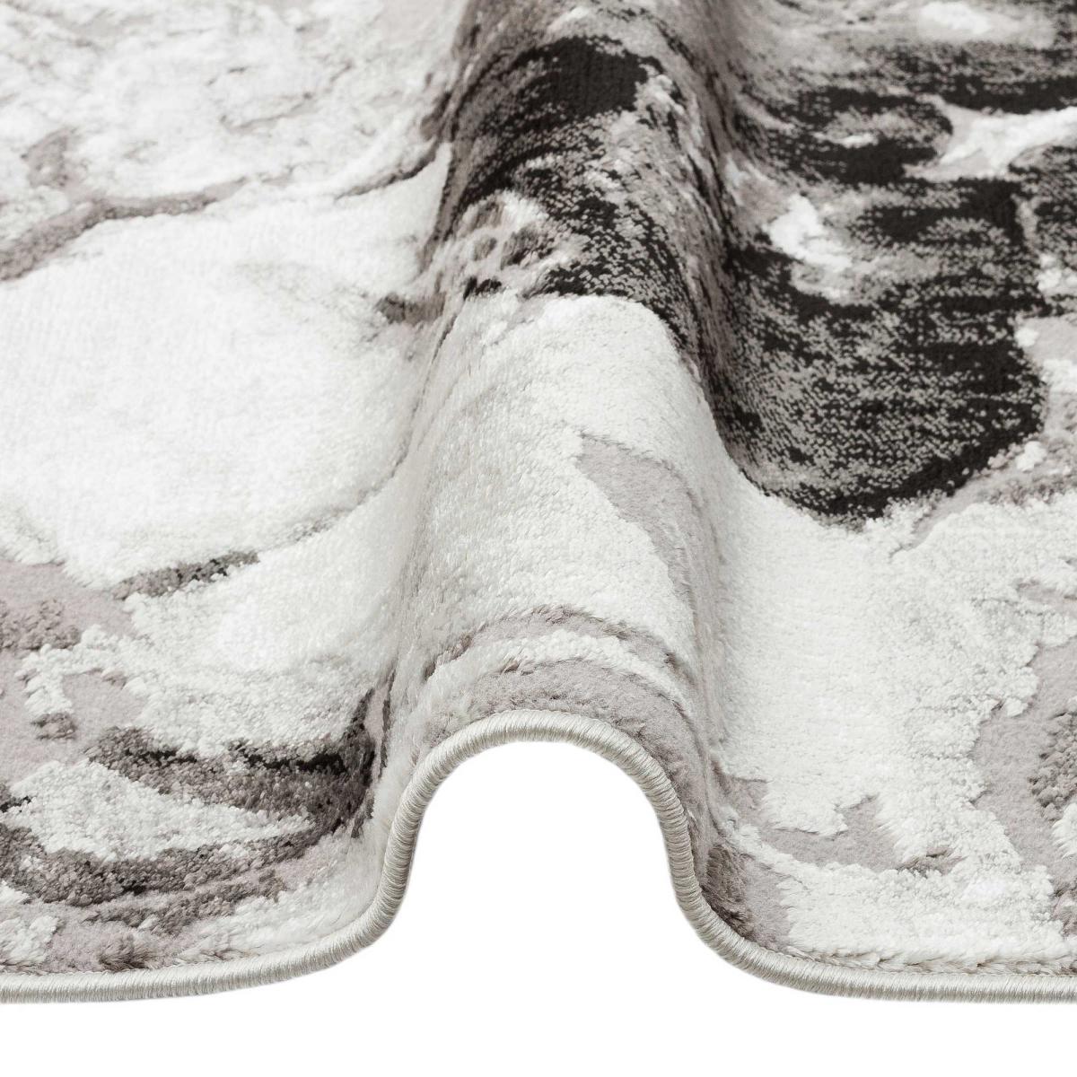 Blaze BLZ03 Abstract Marble Runner Rugs in Silver Grey 80x240cm – image 3