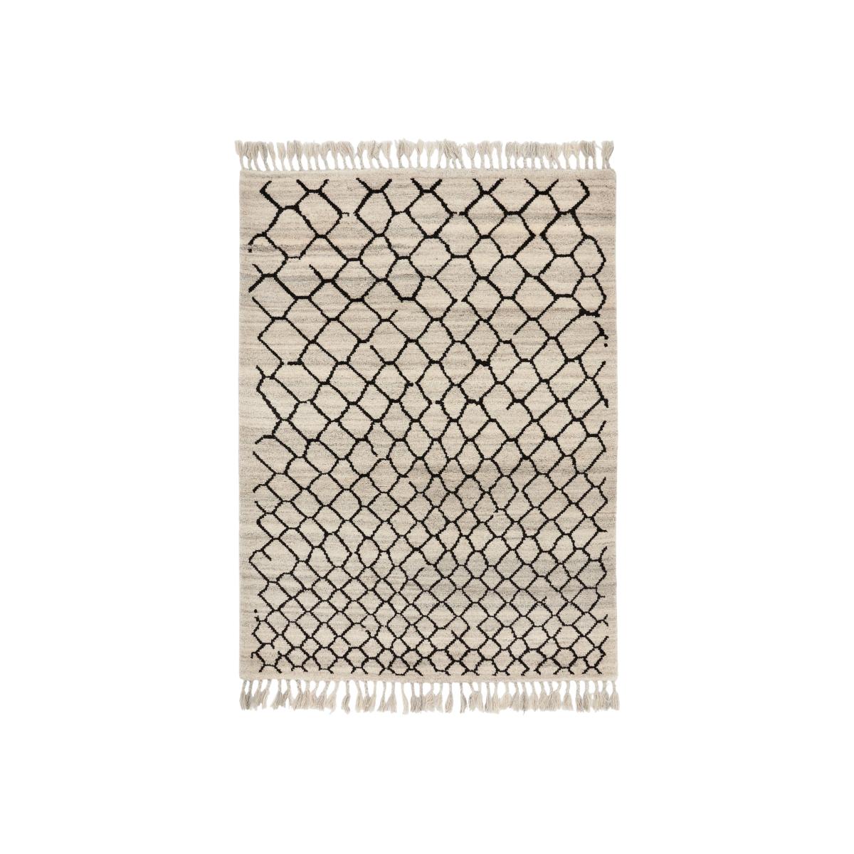 Arabiska Hexacon 063501 Moroccan Tassel Rugs in Beige Black by Brink and Campman